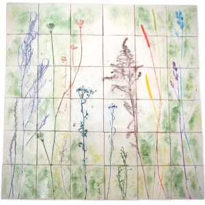 Kafle kolorowe, dekor słoneczna radosna polana ręcznie malowane