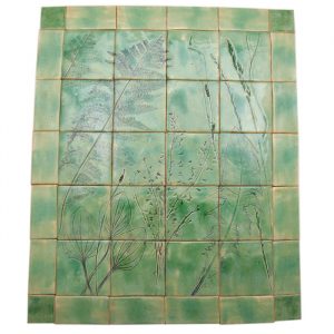 Fliesen des blauen Aquamarinfarbe einer Wiese in einem Rahmen