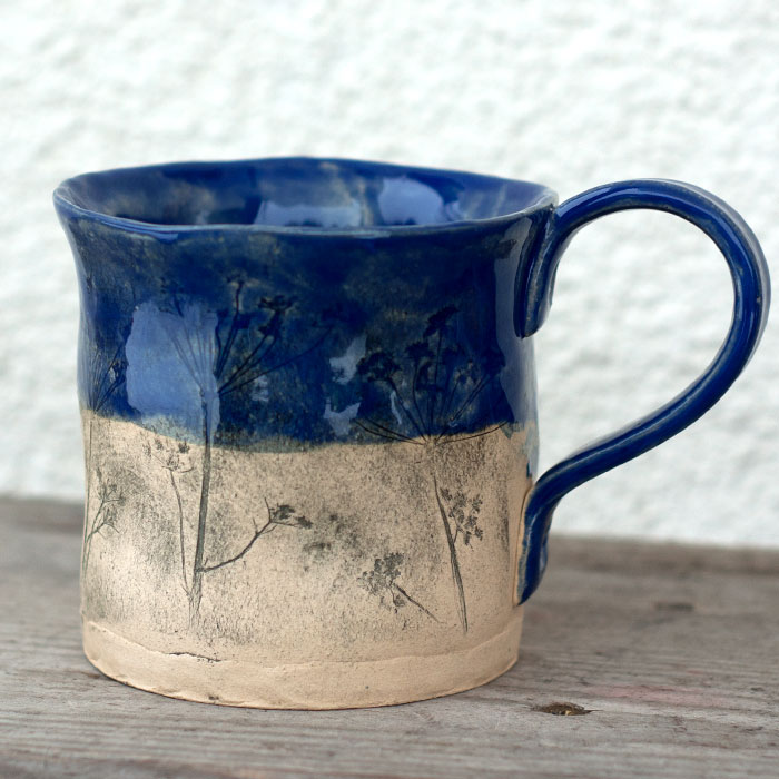 Duży ręcznie wykonany kubek XL ceramiczny unikatowy z kobaltem