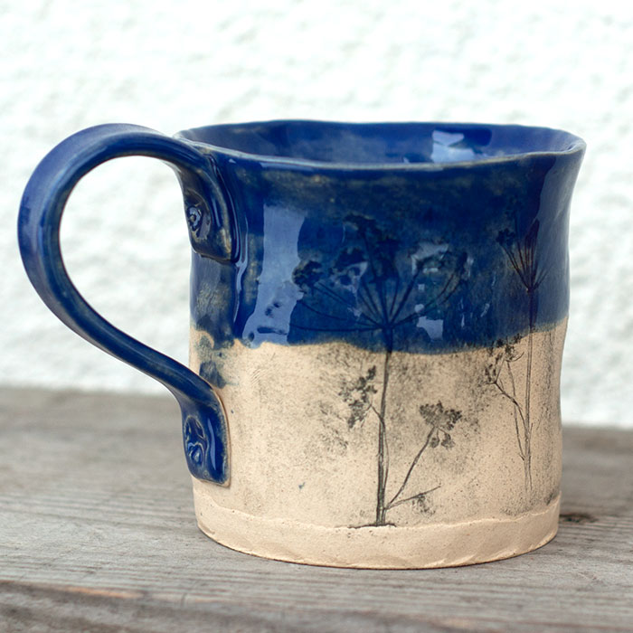 Duży ręcznie wykonany kubek XL ceramiczny unikatowy z kobaltem - obrazek 2