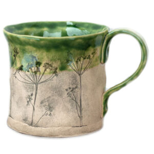 Duży kubek XL ceramiczny unikatowy z zielenią butelkową