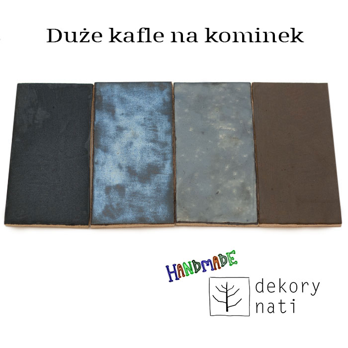 Duże prostokątne kafle na kominek